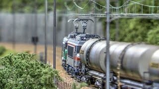 One of the nearly realistic French model railway layouts  HO scale model trains of SNCF in France [upl. by Columbyne]