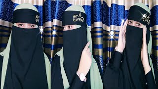 Hijab with niqab 1 part Arabian niqab tutorial Simple and Easy hijabniqab styleEmbroidery niqab [upl. by Edorej]