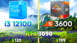 Core i3 12100 vs Ryzen 5 3600 Gaming Benchmark with RTX 3090  Test in 10 Games [upl. by Henryk]