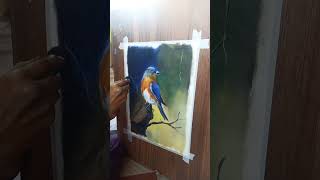 Landscape birds painting by varshini music song shapeofyou englishsongwhatsappstatus [upl. by Raynold]