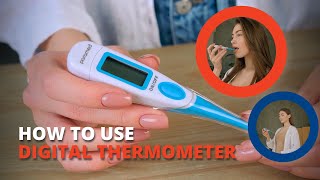 Digital Thermometer Paramed How to use a thermometer Mistakes using oral underarm rectal modes [upl. by Eizzik]