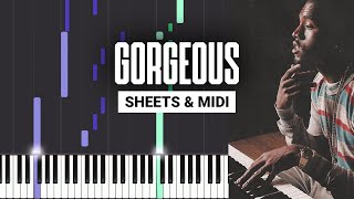 Gorgeous  Kanye West  Piano Tutorial  Sheet Music amp MIDI [upl. by Munmro]