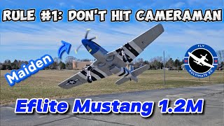 Eflite Mustang 12M Maiden Rule 1 Dont Hit the Camera Person [upl. by Altis300]