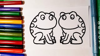 Coloring Pages for Kids  Frogs amp Elephant  Learn Animals [upl. by Nawuj]