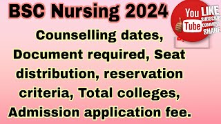 BSC Nursing admission fee counselling dates Seat distribution reservation criteria everything [upl. by Valentina]