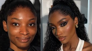 CLIENT MAKEUP TRANSFORMATIONDARK SKIN MAKEUP TUTORIAL [upl. by Seabury]