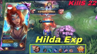 GAMEPLAY HILDA KILLS 22 EXP LANE  MLBB [upl. by Wadleigh19]