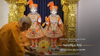 1JAN2024  LIVE Sandhya Arti  BAPS Shri Swaminarayan Mandir  Toronto Canada [upl. by Polk303]