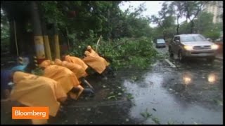 Raw Video Typhoon Rammasun Hits the Philippines [upl. by Leinad]