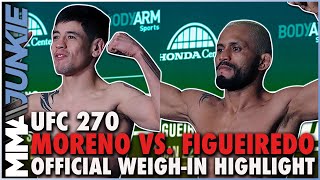 UFC 270 Brandon Moreno vs Deiveson Figueiredo 3 weighin highlight [upl. by Jens]