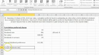 Compute preferred dividend on cumulative preferred stock with dividends in arrears [upl. by Leviralc]