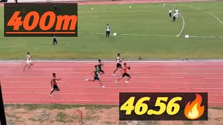 400m🔥 race 4656 sec⚡  400m athletics [upl. by Meihar]