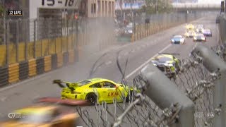 FIA GT World Cup 2018 Qualifying Race Macau Grand Prix Laurens Vanthoor Hard Crash [upl. by Navac559]