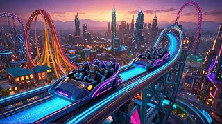 Thrilling VR Coaster Ride 360 in Futuristic City with Robots Aliens Spaceships 4K Ultra HD [upl. by Neiviv]