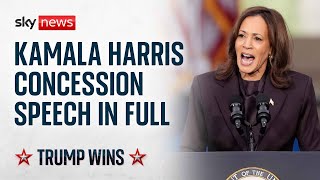 Kamala Harris delivers concession speech after 2024 US election defeat  Watch in full [upl. by Merdith39]