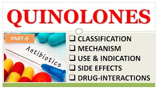 QUINOLONES amp FLUOROQUINOLONES  ANTIBIOTICS PART8  CLASSIFICATION  MECHANISM USE  SIDE EFFECTS [upl. by Rubio356]