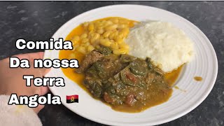 Prato típico de Angola 🇦🇴 🇦🇴funge com carne e feijão de óleo de palma [upl. by Abie]