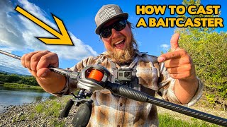 EASY 101 How To CAST A BAITCASTER Bonus Advanced Tips [upl. by Connors]