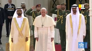 Cérémonie de bienvenue du pape François aux Emirats Arabes Unis [upl. by Aneeled]