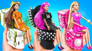 POOR vs RICH vs GIGA RICH Doll Makeover 💖 Tiny Crafts vs Expensive Gadgets by Yay Time FUN [upl. by Kcirdec]