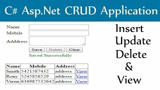 C AspNetInsert Update Delete and View With Sql Server Database [upl. by Nerek]