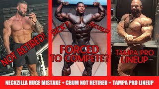 Neckzilla says he was FORCED to Compete in Dubai  Tampa Pro Lineup Released  CBum will win again [upl. by Drahsar]