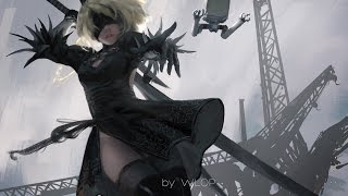 Painting process  2b NieR Automata [upl. by Regan143]