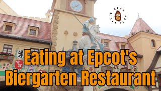 Eating at Epcots Biergarten Restaurant [upl. by Drusie]