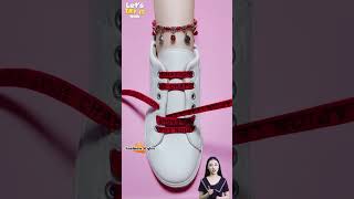 How to tie shoe laces fancy Shoelacing style for girls shorts shoeslacestyles [upl. by Kleiman]