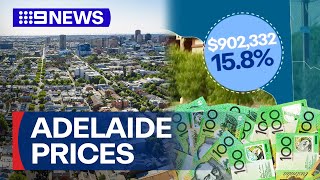 Median Adelaide house price soars  9 News Australia [upl. by Suinotna]