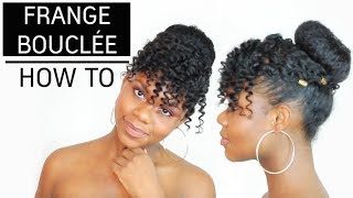 Cheveux afro et crépus  tuto coiffure frange bouclée et chignon  how to curly bangs [upl. by Meador970]