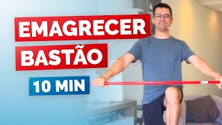 EMAGRECER RÁPIDO COM BASTÃO  Aula de ginástica para emagrecer usando um cabo de vassoura  Nível 3 [upl. by Ateinotna506]