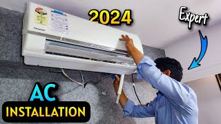 New Split Air Conditioner Installation Step By Step  Panasonic Smart AC Installation Process [upl. by Lokim]