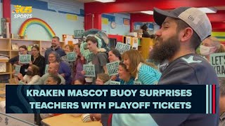 Seattle Krakens Buoy surprises local teachers with playoff tickets [upl. by Eednim804]