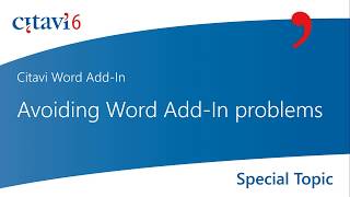 Citavi 6 Word AddIn Avoiding Word AddIn problems 1 [upl. by Ahsilrae]