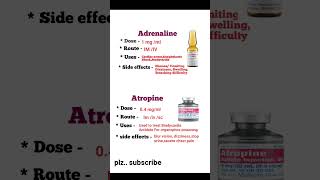 Emergency Medicine  Adrenaline and Atropine Dose RouteUses Side effects [upl. by Emmeline]