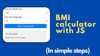 BMI calculator using HTML  CSS and JavaScriptsimple steps [upl. by Athene]