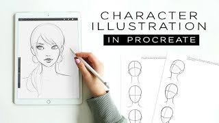 Character Illustration Drawing a Female Character in Procreate [upl. by Bysshe855]