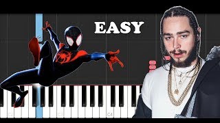 Post Malone Swae Lee  Sunflower EASY Piano Tutorial [upl. by Eelsha267]