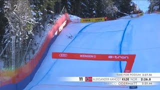 Aleksander Aamodt Kilde ski crash Wengen at 145kmh⛷️🇨🇭 [upl. by Seta]