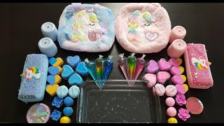 Unicorn slime asmr Mixing makeup  Mixing random into GLOSSY SLIME [upl. by Eiramadnil615]