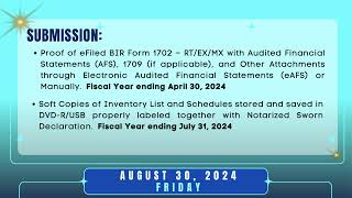 Tax Calendar August 30 2024 [upl. by Tahmosh]