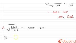 Prove each of the following identities  i sqrt1 sin theta1 sin theta [upl. by Fisa]