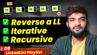 L9 Reverse a LinkedList  Iterative and Recursive [upl. by Zanas91]
