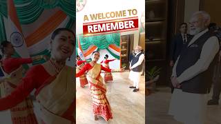 PM Modi welcomed by Indian Diaspora with a Vibrant Bihu Dance in Laos  shorts [upl. by Ahseiyk]