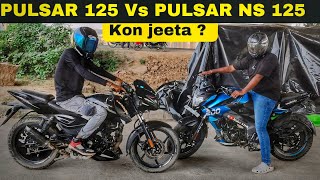 Pulsar 125 vs Pulsar NS 125 full Long race 🔥 Shocking Result 🤯 pulsarrace [upl. by Merriam]