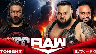 FULL MATCH — Roman Reigns vs Bronson Reed amp Jacob Fatu  Handicap Match  WWE RAW 2024 [upl. by Suruat423]