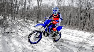 DIRT BIKES VS SNOW Enduro Single Track Building Yamaha YZ250F amp YZ250X [upl. by Ameyn718]