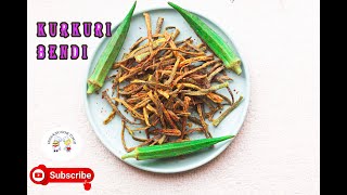 kurkuri Bhendi RecipeHow to make Crispy Okra or Bhendi Fries Evening snacks 4 Vegans kids Snack [upl. by Shaum18]