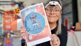 STITCH WITH ME • asmr • NEW START Trick or Treat crossstitch [upl. by Reo]